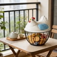 thumbnail image 5 of Chicken Design Ceramic Egg Storage Basket Iron Basket Holds 20-25 Eggs, Egg Holder, Organizer Case, Container Egg Basket Holder （Blue）, 5 of 6