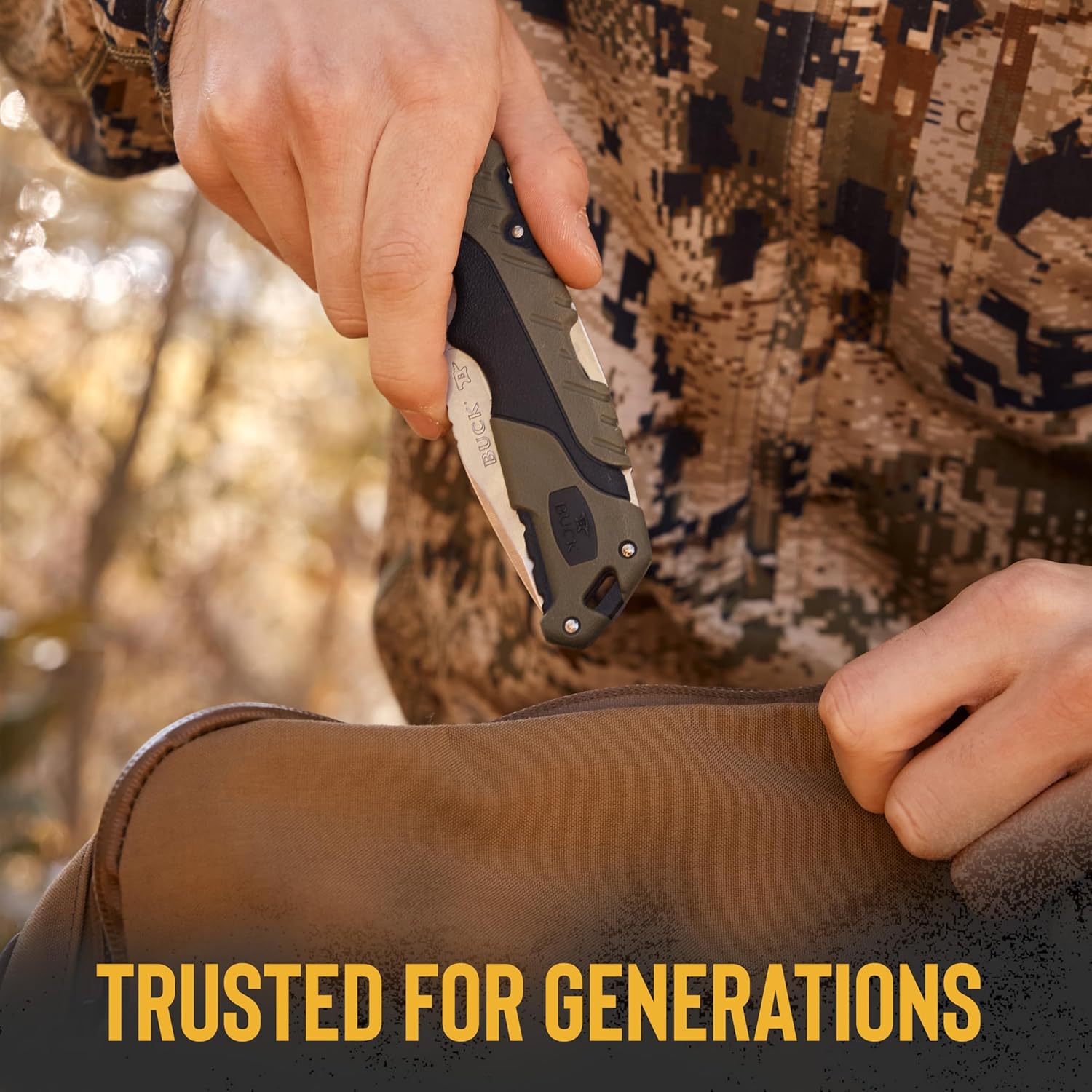 Buck Knives 659 Large Folding Pursuit Hunting Knife, 3-5/8" Blade, Nylon Handle, Green, 3.8 oz