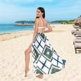 thumbnail image 6 of FORMRS Womens Long Sarong Beach Wrap Semi-Sheer Bikini Skirt Bathing Swimsuit Cover Up, Gold Geometric Pattern, 6 of 7