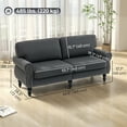 thumbnail image 3 of HOMCOM Mid Back Loveseat with Wood Leg 2 Seater Sofa Couch, Dark Grey, 3 of 10