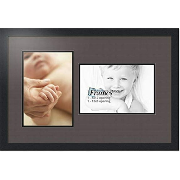 collage photo frame double mat with 2 - 8x12 openings and black frame