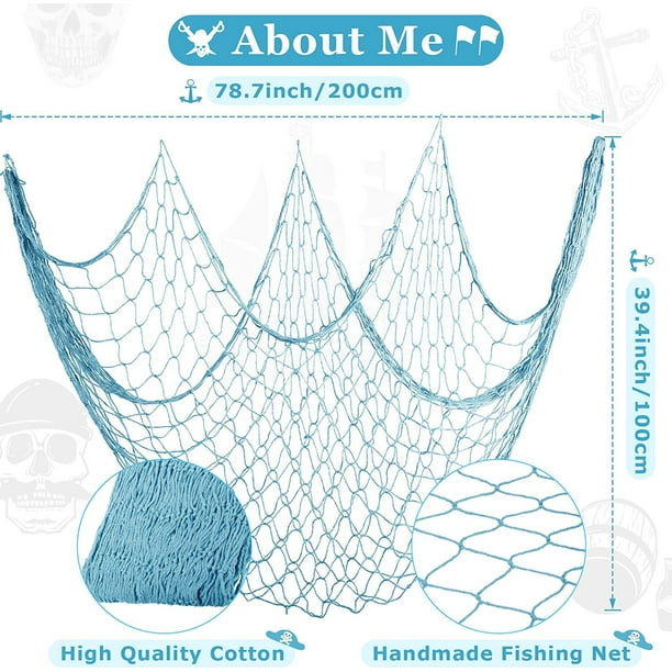2 Pieces Fish Net Decorative, Wall Hanging Fishnet for Mermaid, Pirate,  Nautical, Under The Sea Party Decorations, Ocean Themed Hawaii Beach Party  Sup