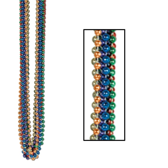 Beistle Bulk Party Beads Round 7 mm x 33" Assorted 50570KASST