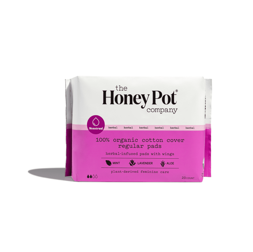 The Honey Pot Company, Herbal Regular Pads with Wings, Organic Cotton Cover, 20 ct.