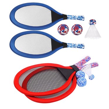 TABLZONE 2 Sets Lightweight Plastic Tennis Racket Set with Soft Mesh for Outdoor Beach and Backyard Fun