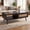Black, variant on Studyset Boho Rattan Coffee Table, Wood Center Table 39.4" Modern Coffee Table with Sliding Door and Open Shelf, Wooden Living Room Table with Anti-Slip Footpads