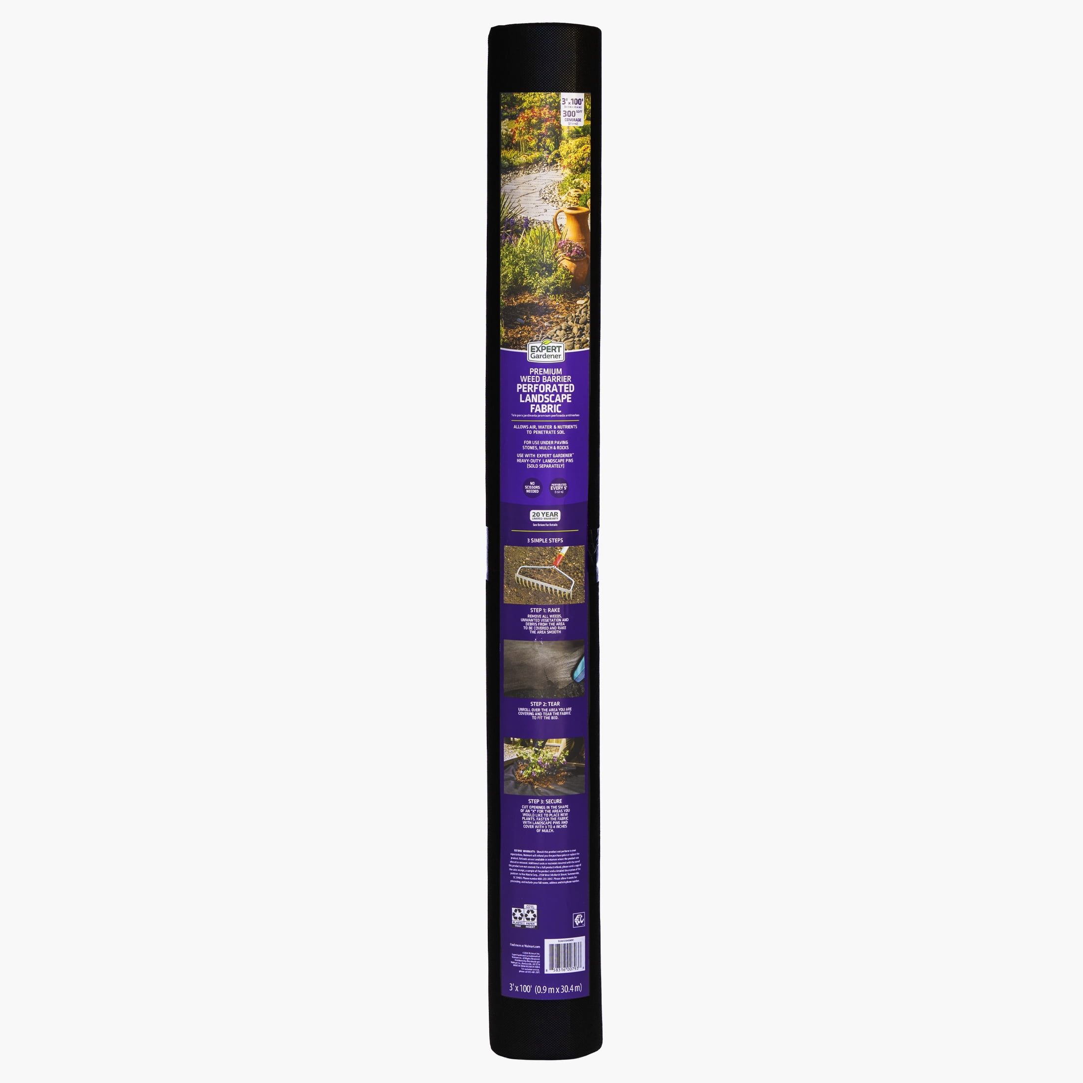 Expert Gardener 3'x100' Premium Perforated Weed Barrier Landscape