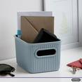 thumbnail image 3 of Superio Small Ribbed Plastic Storage Basket Organizer (4 Pack), Mini Stackable Closet Storage Bin for Home, Shelf, Desk, Pantry Toys, Clothes, Cosmetics, Stationary (Blue, 1.5 Liter), 3 of 6