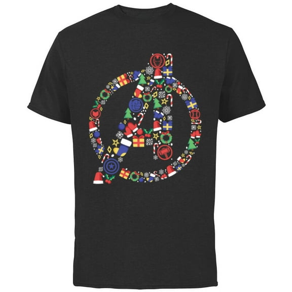 Marvel Avengers A Logo Symbol Holiday Christmas Icons - Short Sleeve Cotton T-Shirt for Adults - Customized-Black