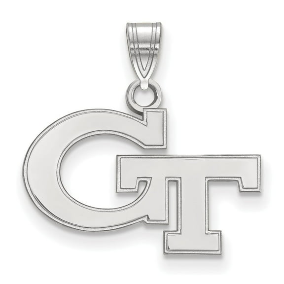 Sterling S. Rh-p LogoArt Georgia Institute of Technology Small Pendant; for Adults and Teens; for Women and Men
