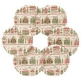 thumbnail image 7 of Yayeee 6 PCS Drink Coasters with Holder Set Woven Absorbent Round Tabletop Hot Pad, Red Christmas House, 7 of 7