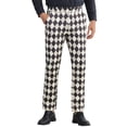thumbnail image 1 of Pantalones de hombre Inspire Chic, de cuadros diamante, con frente plano y pierna recta, 30, marrón caqui, 1 of 6