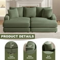 thumbnail image 4 of BUIORD 87" Oversized 3-Seater Sofa with Ottoman, Corduroy Sectional Couch with Pillows, Upholstered Sofa Couch, Deep Seat Chaise Lounge Sofa for Living Room Bedroom, Army Green, 4 of 9