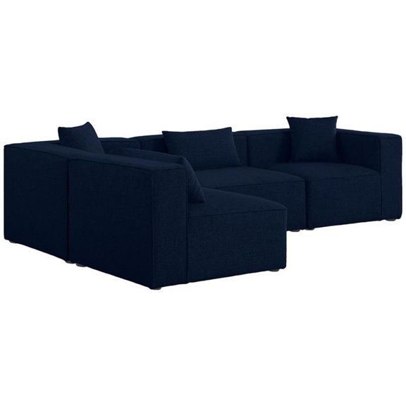 Meridian Furniture Cube Navy Durable Linen Modular Sectional
