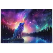 Bestwell Aurora Borealis Wolf 1000 Piece Large Jigsaw Puzzle for Adults - Game Interesting Toys - Hand Made Puzzles Personalized Gift540