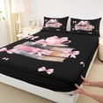 thumbnail image 3 of Feelyou Coffee Cup Child Full Size Sheets, Girly Princess Bow-tie Bed Sheets, Kawaii Pink Fashion Sheet Sets, Ultra Soft Bedroom Decor, 4-Piece, 3 of 7