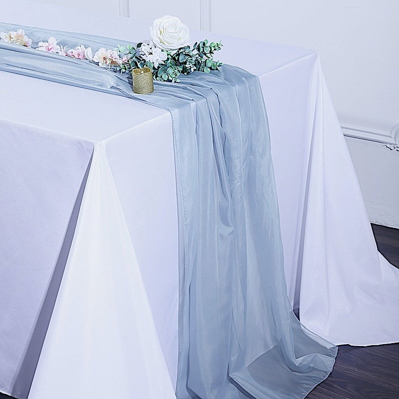 BalsaCircle 72Inch Dusty Blue Extra Long Premium Chiffon Table Top