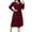 Wine, variant on Plus Size Summer Dresses Mother of Bride Dresses Women's Solid Color Sexy Hip Wrap Long Sleeve Round Neck Dress Beach Sundress with Pockets