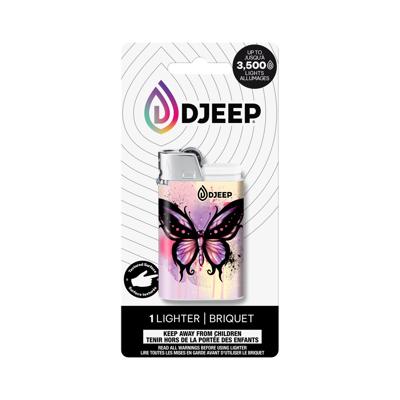 DJEEP Pocket Lighter, Vibrant Collection, Assorted Designs, 1 Count (Colors May Vary)