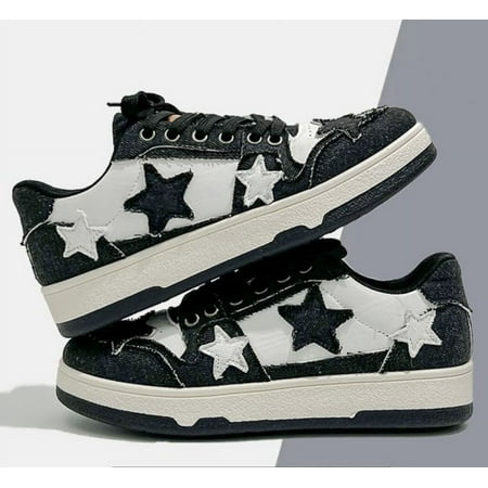 

Colored Star Board Shoes Flat Bottom Sports Shoes Cross Tie Up