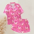thumbnail image 5 of Yuncity Easter Pajamas For Women Set Silk Satin Heart Shaped Rabbit Short Sleeve Button Down Shirt Shorts Pjs Loungewear Sleepwear Pink Xxl, 5 of 5