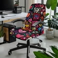 thumbnail image 2 of FKELYI Office Chair Cover Stretch Fabric Computer Chair Slipcover Washable Anti-Dust Rotating Chair Protector for Boss Chair Love Heart Graffiti Print Home Decor, Small, 2 of 6