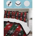 thumbnail image 4 of Quilts Queen Size, Buffalo Plaid Christmas Soft Comforter Bedding Set for Bed, Xmas Snowflake Red Green Lightweight Quilted Bedspread with Pillow Cover(2 Pieces) for All Season, 90x96 Inch, 4 of 6