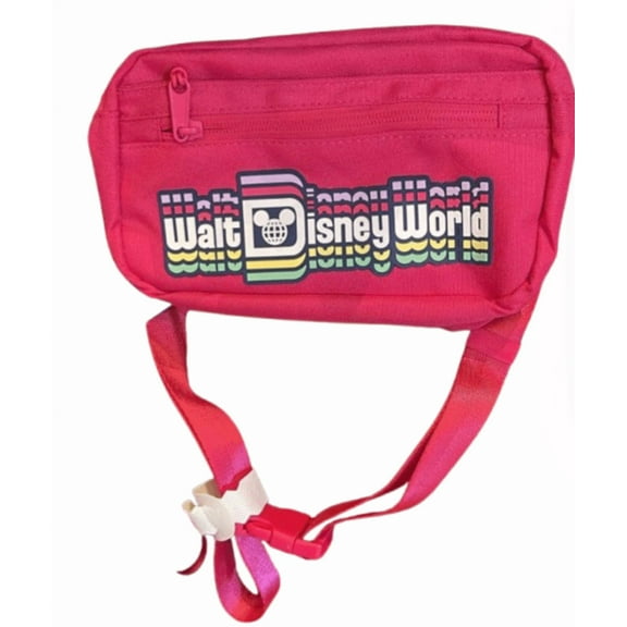 Disney Waist Bag Hot Pink Walt Disney World Logo Ear Holder Fanny Hip Pack