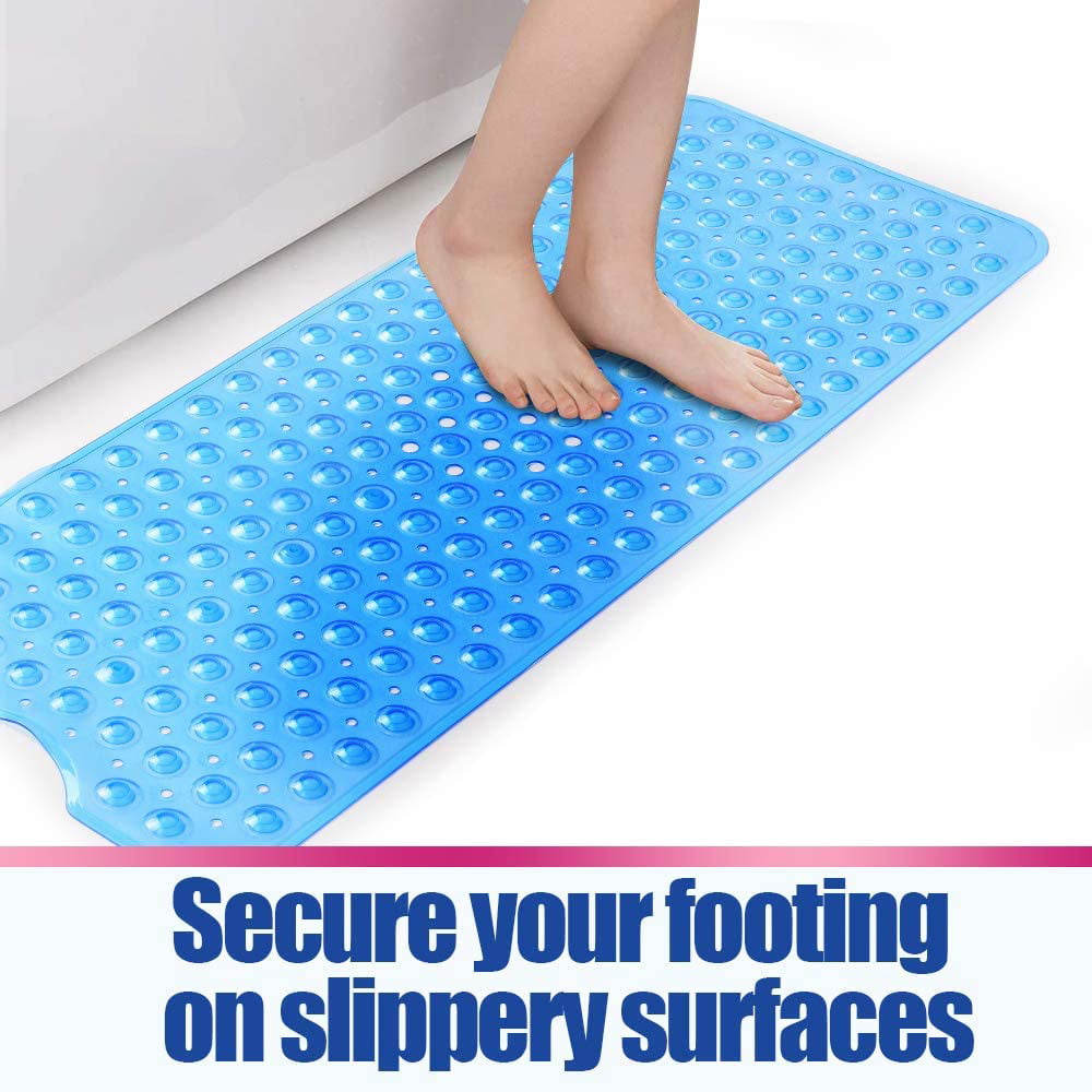 Extra Long Bathtub Mat PVC Anti-Slip Sucker Anti-Bacterial Kids Elder Shower Mat 