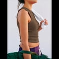 thumbnail image 4 of Camiseta Básica de Tirantes para Mujer, Sin Mangas, Larga, Acanalada, Ajustada, con Espalda Nadadora, Cuello Alto y Cuello Redondo Café M, 4 of 9