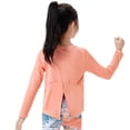 thumbnail image 2 of KaLI_store Girls Tops Girls Long Sleeve Shirts Cotton Ruffle Solid Tunic Tops Tees Blouses Fall T Shirt Orange,8-9 Years, 2 of 5