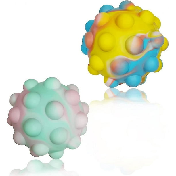 2 Pcs Pop Stress Balls Fidget Toys, 3d Silicone Squeeze Bubbles Balls, Stress Relief Sensory Fidget Toys Gift Prizes For Kids Adults Party Favorsb