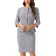 thumbnail image 1 of Conjunto de traje de tweed de 2 piezas para mujer INSPIRE CHIC, chaqueta de botones de manga 3/4 y falda lápiz, gris azul M, 1 of 6