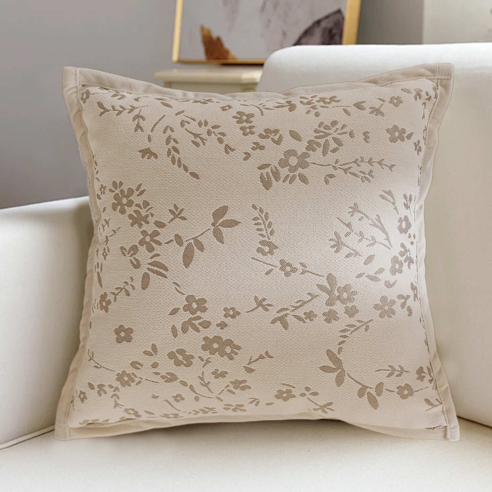 Matoen Polyester Throw Pillow for Bed Sofa Couch, Household Throw Couch Cushions Decorative Pillows for Indoor Outdoor, Modern Simple Home Decor for Living Room Bedroom, Beige, 18"x18", 1PC, C