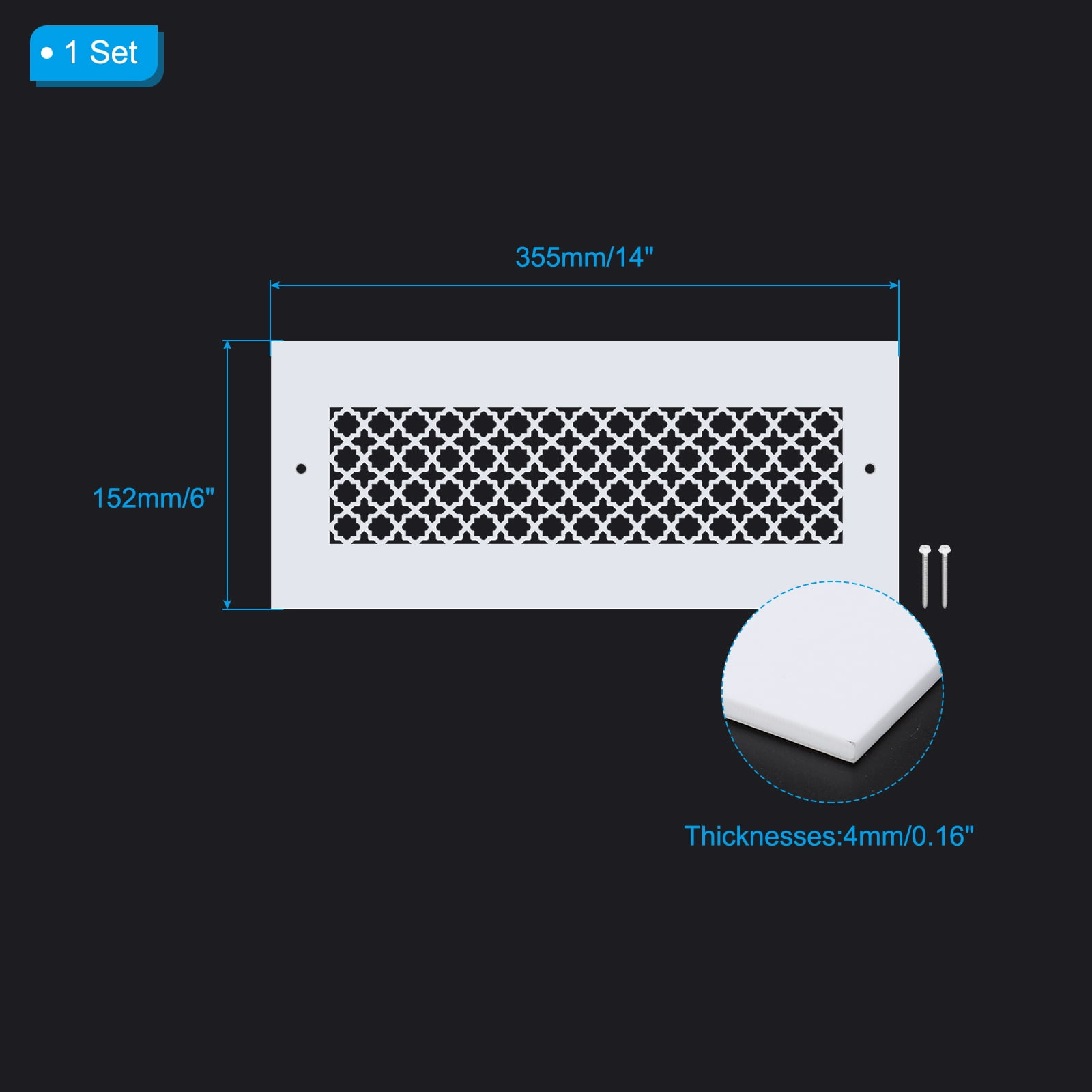 Uxcell Air Vent Cover Grille for 11.5"x3.5" Duct Opening, Acrylic Glass Wall Ceiling Hole Cover