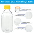 thumbnail image 3 of Uxcell Round Media Storage Bottles, 1000ml Thickened Glass Graduated Round Bottles with GL45 Yellow Screw Cap for Lab Water Reagent Liquids, Clear, 3 of 7