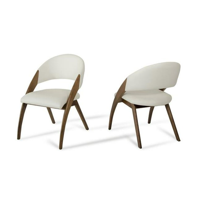 HomeRoots Chaise de Salle à Manger Moderne, Crème et Noyer (Ensemble de 1)