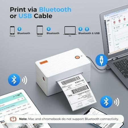 Bluetooth Thermal Shipping Label Printer, Wireless 4x6 Shipping Label Printer for Small Business, Support iOS, Android, Windows and Mac, Compatible with Amazon, Ebay, Shopify, Etsy, .