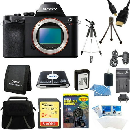 Sony Alpha 7R a7R Digital Camera 64GB SDXC Card, Battery, and Tripod Bundle - Includes camera, 64GB SDXC Memory Card, 59