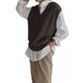 thumbnail image 3 of Sleeveless Knit Sweater Spring Autumn Casual Loose Cable Vest Pullovers, 3 of 5
