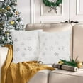 BLEUM CADE White Christmas Pillow Covers，Plush Snowflakes Sequins