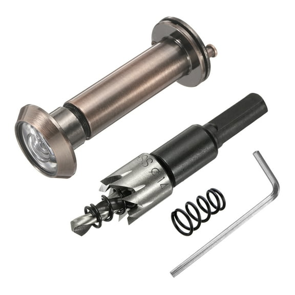 Uxcell Door Viewer Peephole, Privacy Door Viewer with Privacy Cover, 180-Degree Fits Door with Drill Bit Red Bronze