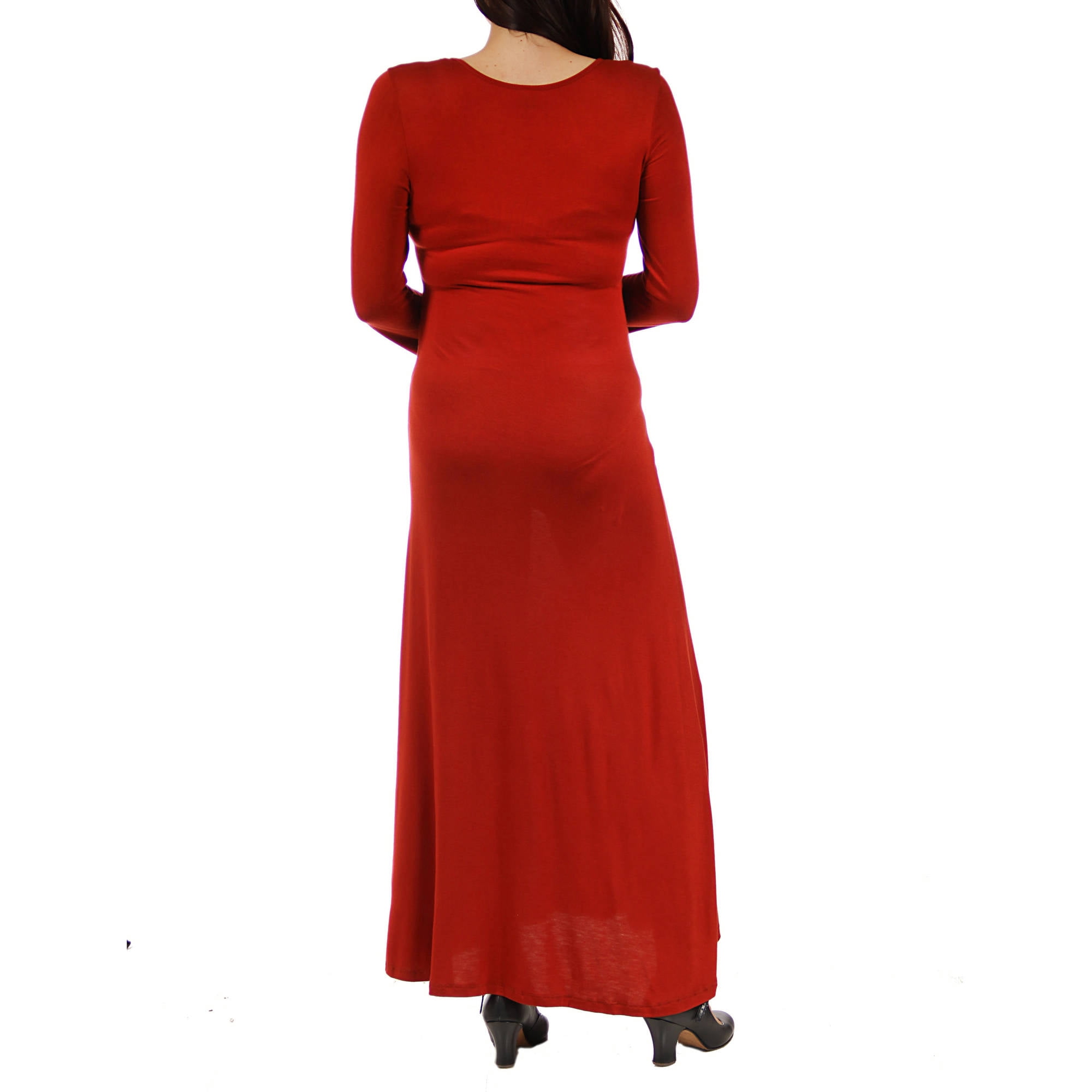 Women's Maternity Long Sleeve Scoop Neck Maxi Dress