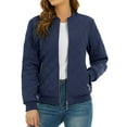 thumbnail image 1 of Padded Warm Jackets Womens Classic Retro Pilot bomber Jackets Quilted Coats Zip Up, 1 of 6