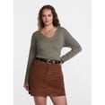 thumbnail image 2 of Scenario Women's V-Neck Ribbed Lightweight Sweater with Long Sleeves, Sizes XS-XXXL, 2 of 6