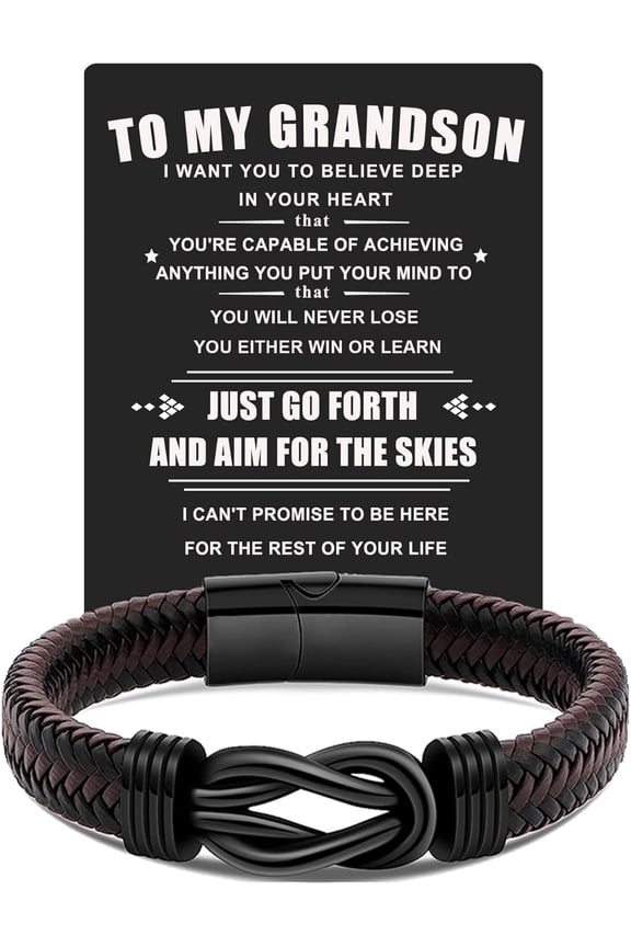 Gifts for Son Grandson To My Son Genuine Leather Bracelet from Mom Original Birthday Christmas Graduation Gifts for Son Grandson