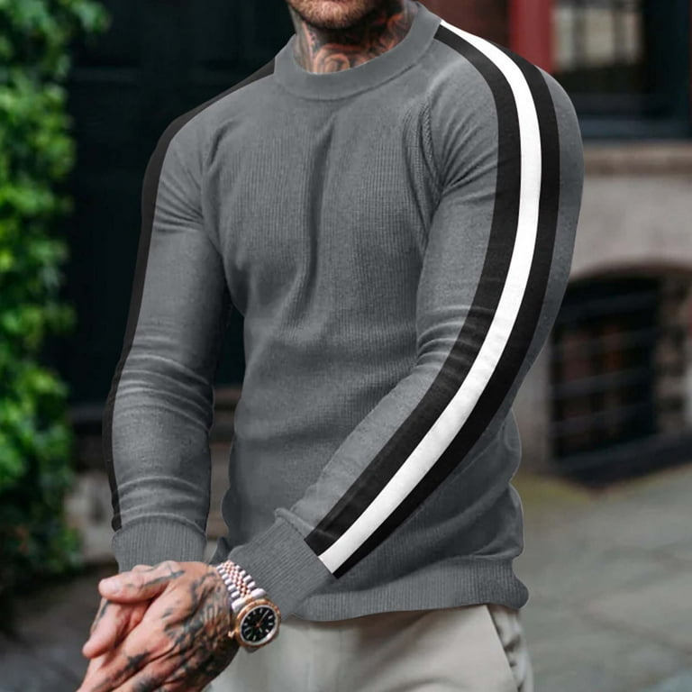 メンズウェア CREWNECK PULLOVER & SLIM LONG PANTS Men's Crewneck Sweatshirts Slim Fit Lightweight Casual Long