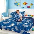 thumbnail image 4 of Manfei Cute Cartoon Seal Queen Comforter Set for Kids Boys and Girls, Sea Animal Print Bedding Comforter Set, Navy Reversible 3-Piece, 1 Comforter and 2 Pillowcases, 4 of 6