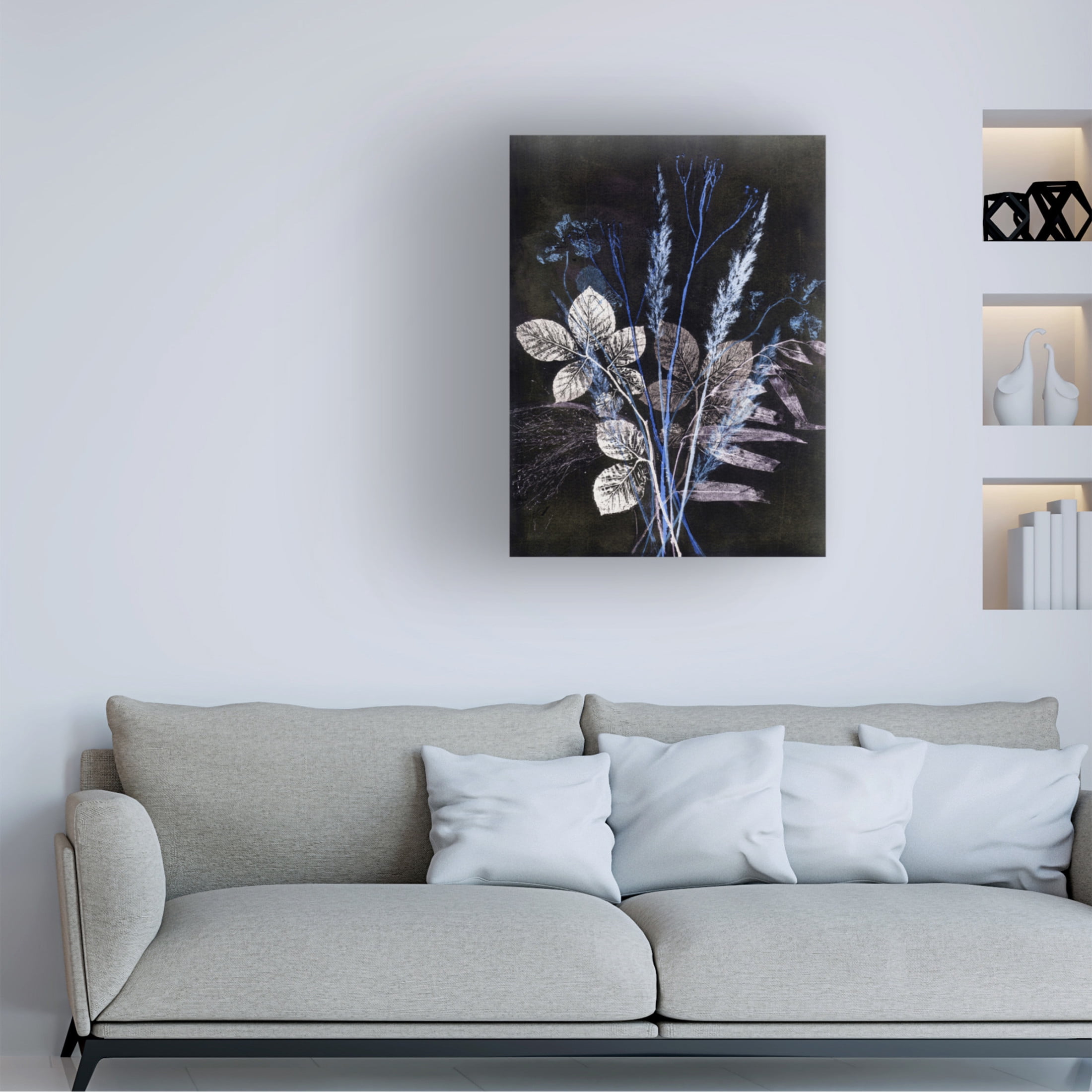 Canvas Wall Art - Pernille Folcarelli 'Bouquet Dark Blue' Wall Art for Living Room, Bedroom, or Office Décor by Trademark Fine Art - 35 x 47 Inches