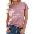 thumbnail image 3 of Xuanfei Women Dandelion Letter Print Round Neck Short Sleeve Summer T-shirt, 3 of 7